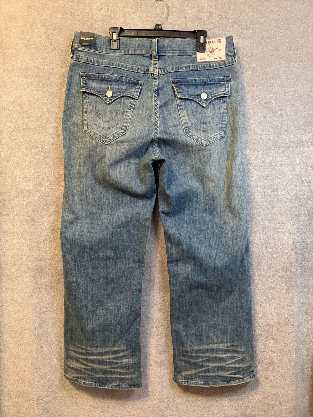 TRUE RELIGION: Men's Vinny Ultra Baggy Denim Blue Washed, Wide Leg, Size 36x34